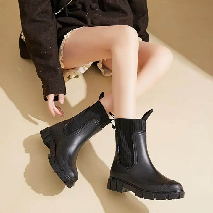 Women's Chunky Knit Rain Boot - Waterproof & Fashion-Forward