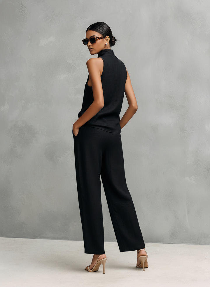 Women's Cotton-Linen Sleeveless Pant Set - Summer Elegance