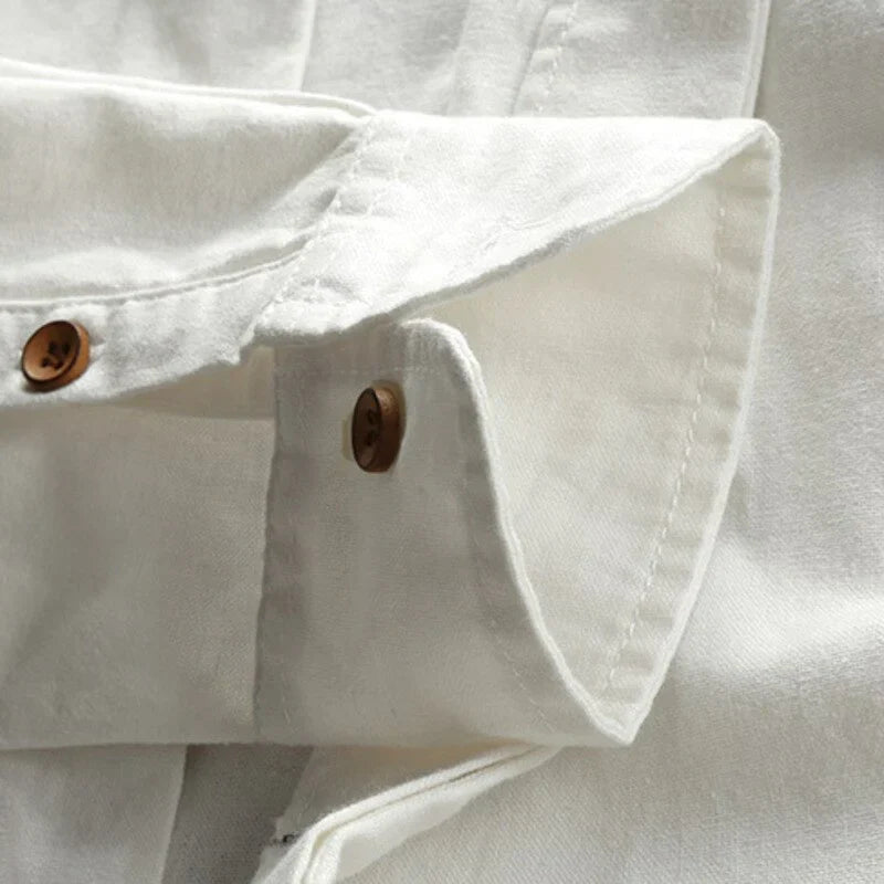 Men's Organic Cotton Shirt – Stand Collar Smart Casual