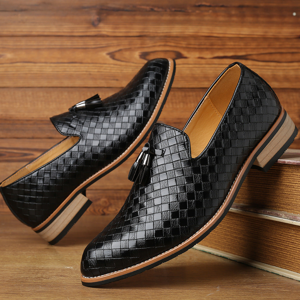 Men's Woven Leather Tassel Loafers – Smart Slip-On Shoes