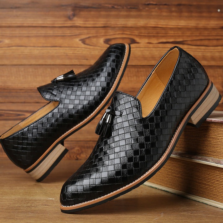 Men's Woven Leather Tassel Loafers – Smart Slip-On Shoes
