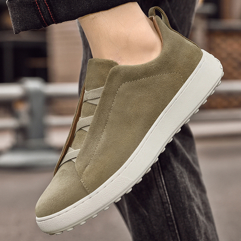 Men's Suede Trainers - Casual Low-Top Leather Sneakers