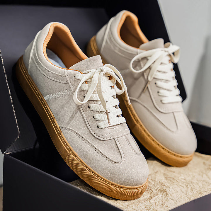 Men's Suede Low-Top Trainers – Gum Sole Casual Sneakers