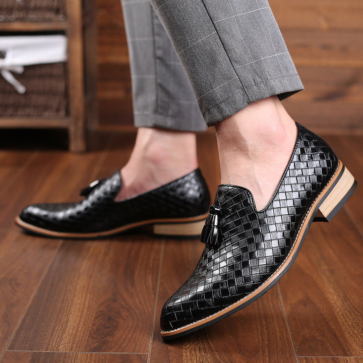 Men's Woven Leather Tassel Loafers – Smart Slip-On Shoes