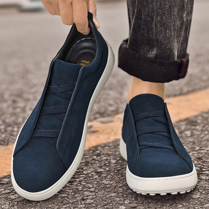 Men's Suede Trainers - Casual Low-Top Leather Sneakers