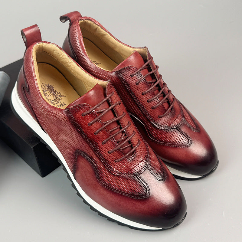 Men's Cowhide Leather Trainers – Woven Court Sneakers