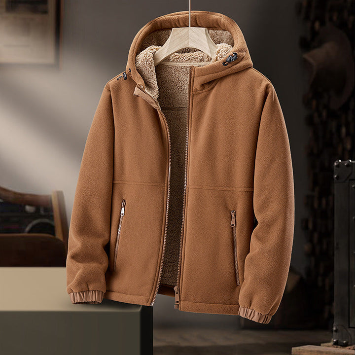 Men's Wool-Blend Hoodie – Sherpa-Lined Full-Zip for Cold Days