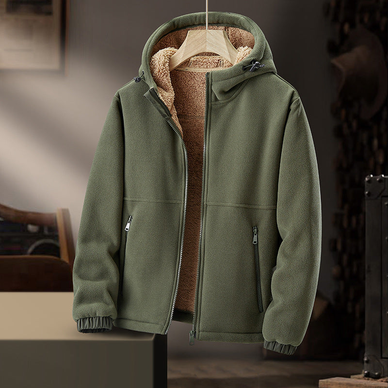 Men's Wool-Blend Hoodie – Sherpa-Lined Full-Zip for Cold Days