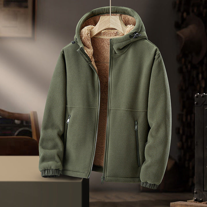 Men's Wool-Blend Hoodie – Sherpa-Lined Full-Zip for Cold Days