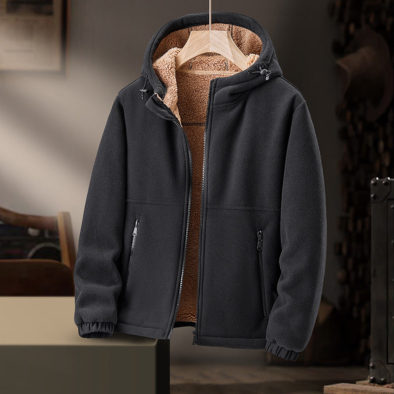 Men's Wool-Blend Hoodie – Sherpa-Lined Full-Zip for Cold Days