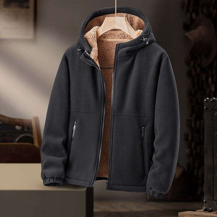 Men's Wool-Blend Hoodie – Sherpa-Lined Full-Zip for Cold Days