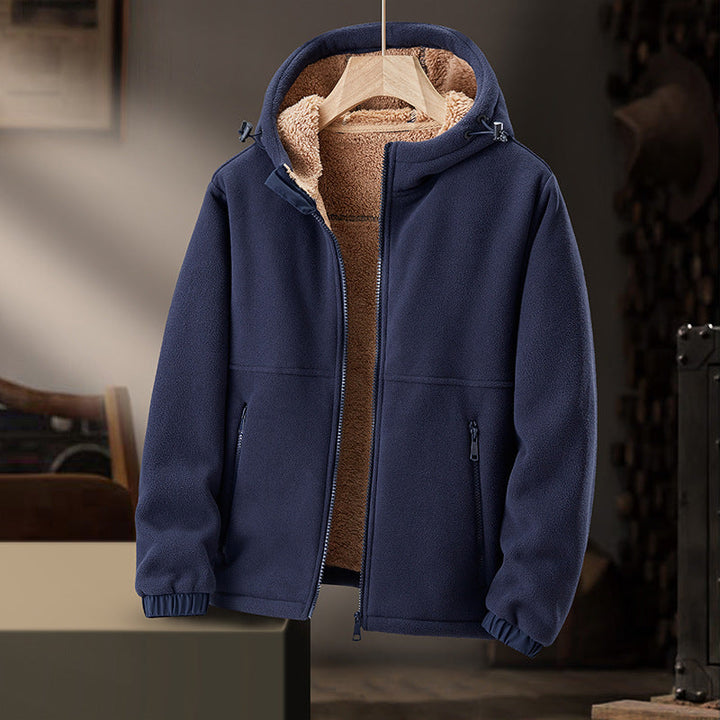 Men's Wool-Blend Hoodie – Sherpa-Lined Full-Zip for Cold Days