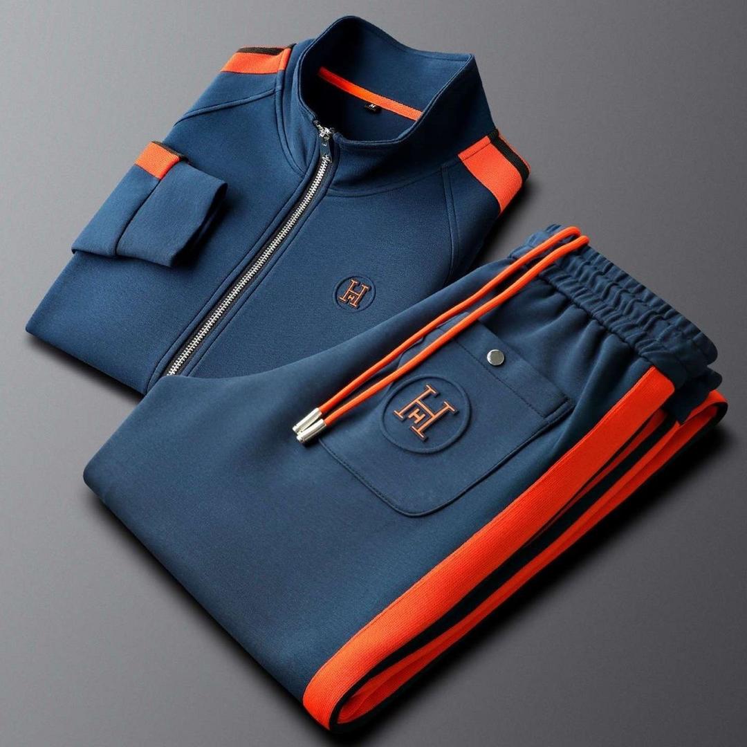 Men's Track Set – Contrast Stripe Zip Top and Joggers Co-ord