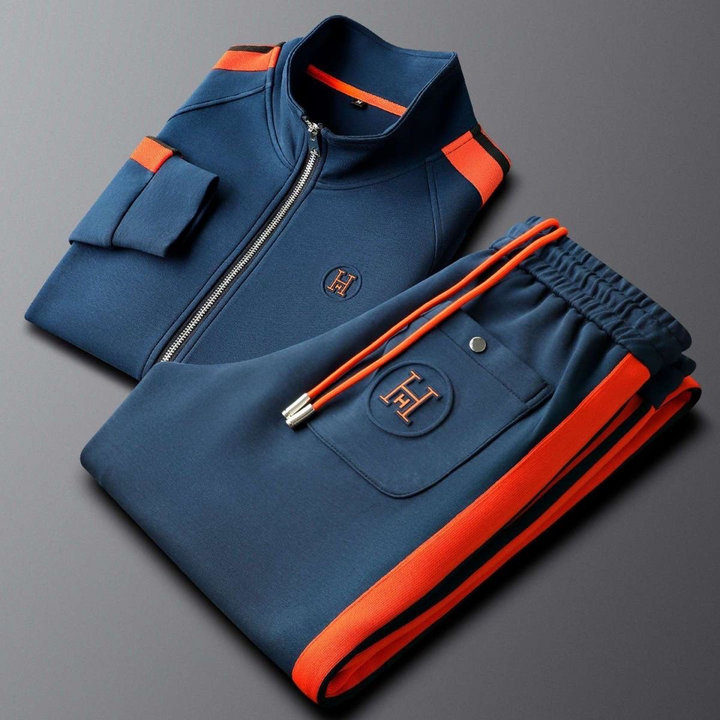 Men's Track Set – Contrast Stripe Zip Top and Joggers Co-ord