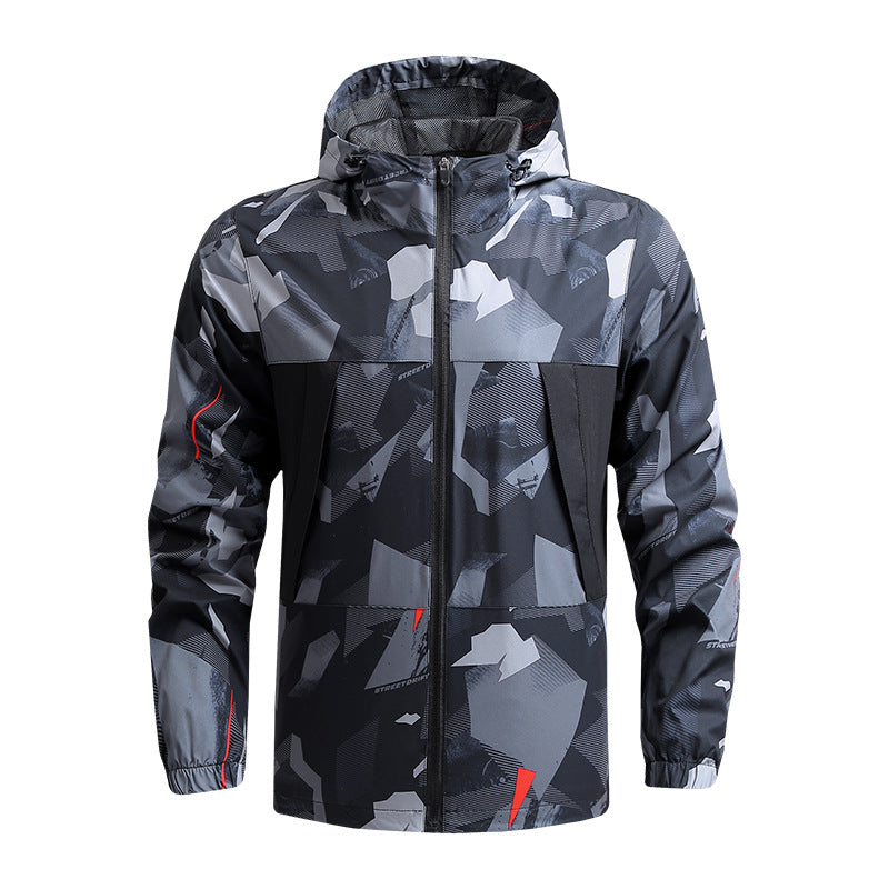 Men's Camo Shell Jacket – Water-Resistant Hooded Layer