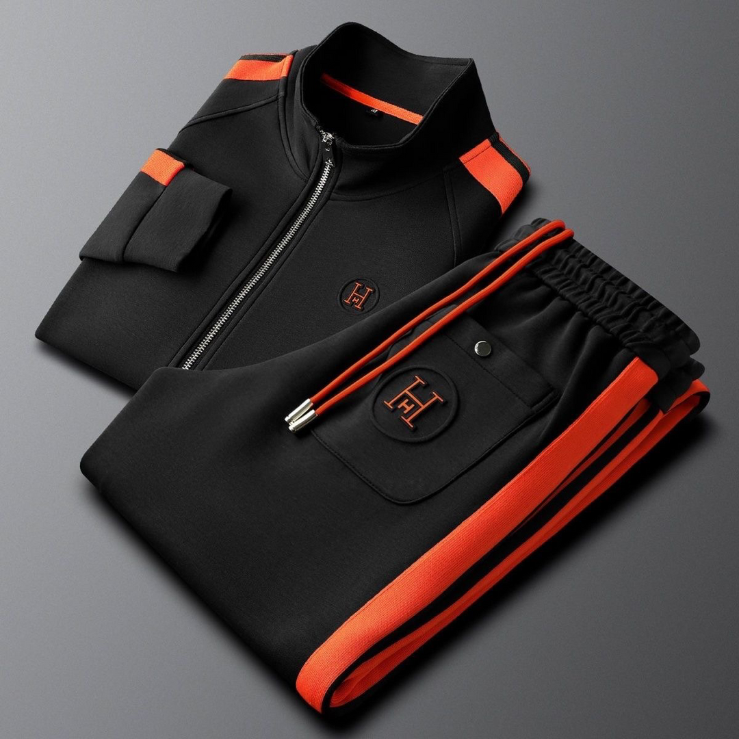 Men's Track Set – Contrast Stripe Zip Top and Joggers Co-ord