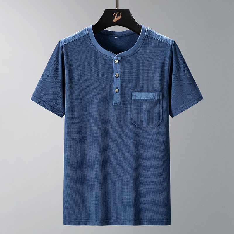 Men's Waffle-Knit Henley Top – Short Sleeve Casual Layer