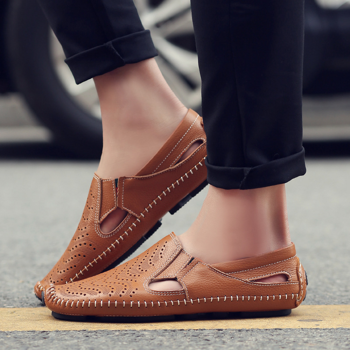 Riva Perforated Leather Sandals