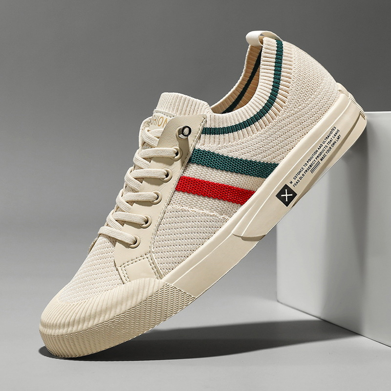 Men's Knit Trainers – Breathable Striped Sneakers for All-Day Wear
