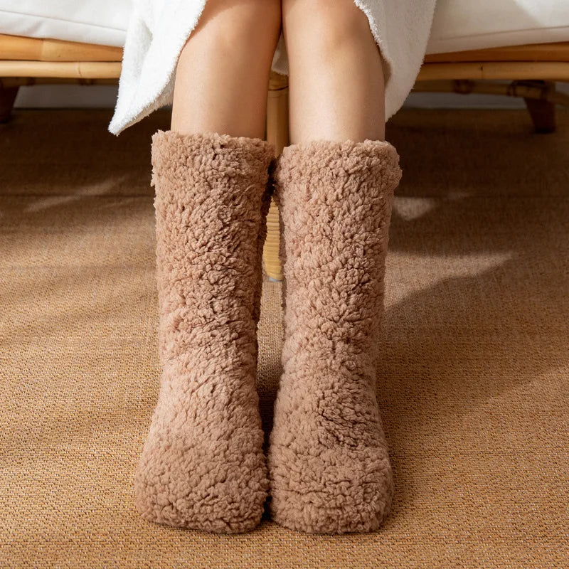 Women's Cosy Sherpa Fleece Socks – Non-Slip Mid-Calf Lounge Socks