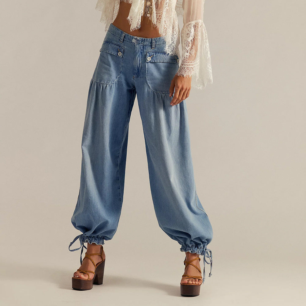 Women's Elegant Wide-Leg Flowy-Fit Jeans - Relaxed Comfort