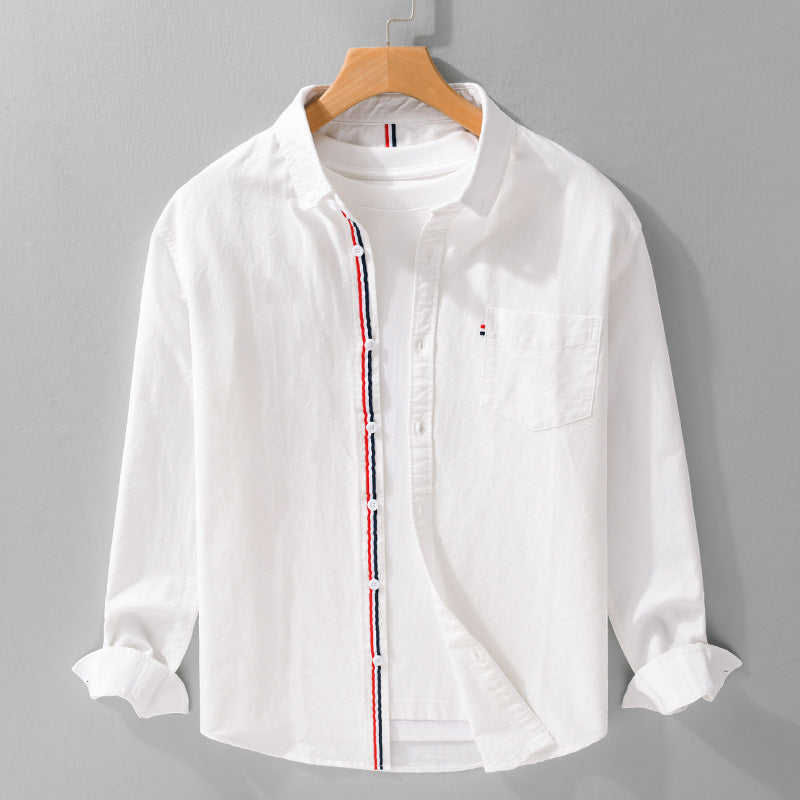 Men's Lightweight Linen Shirt – Striped Placket Detail