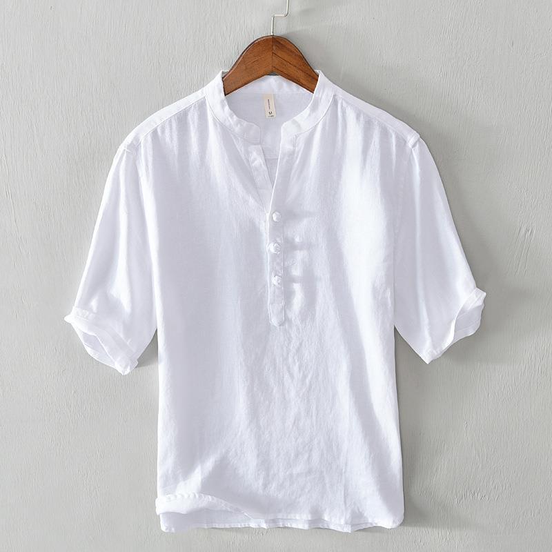 Romeo Men's Linen Shirt – Grandad Collar Summer Essential