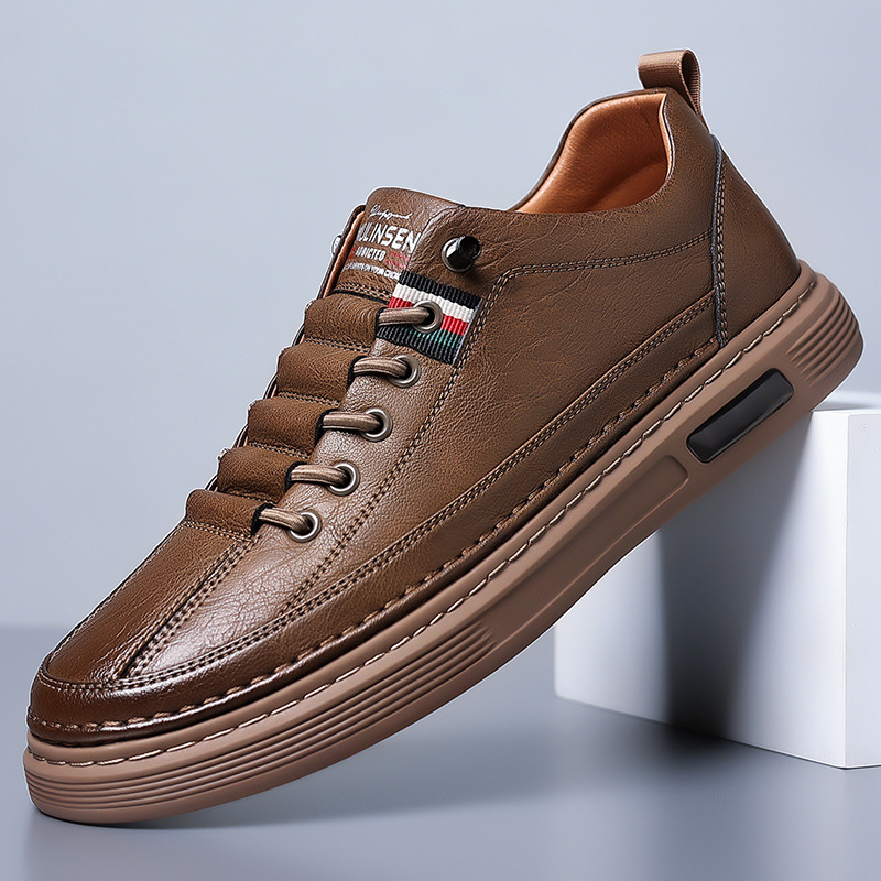 Men's Leather Trainers – Air-Cushioned Everyday Casual Shoes