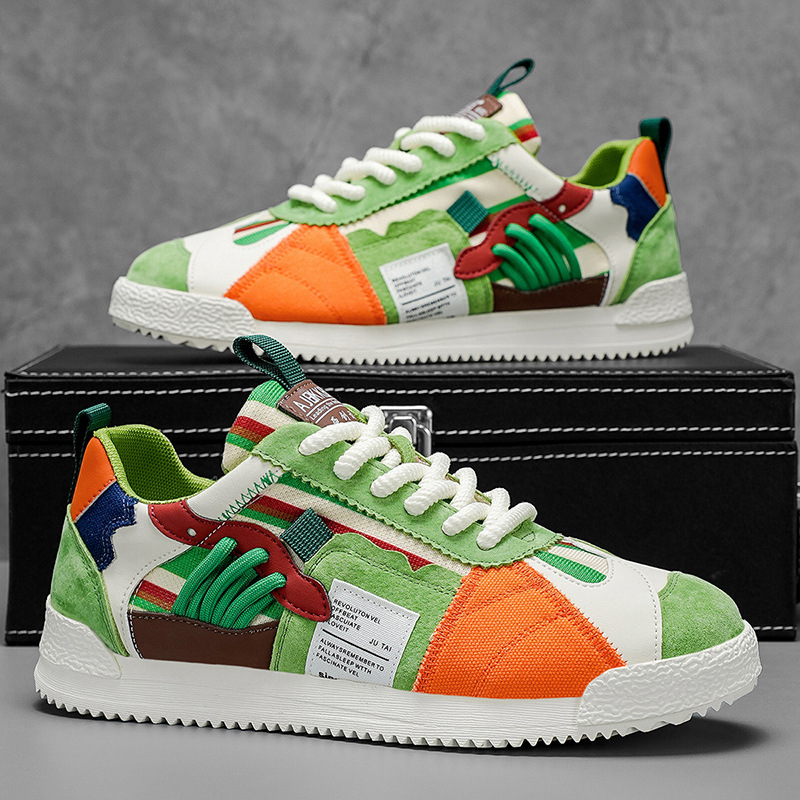 Men's Retro Sneakers – Colour-Block Suede Trainers