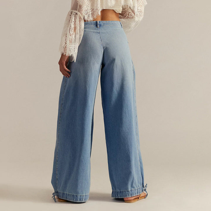 Women's Elegant Wide-Leg Flowy-Fit Jeans - Relaxed Comfort