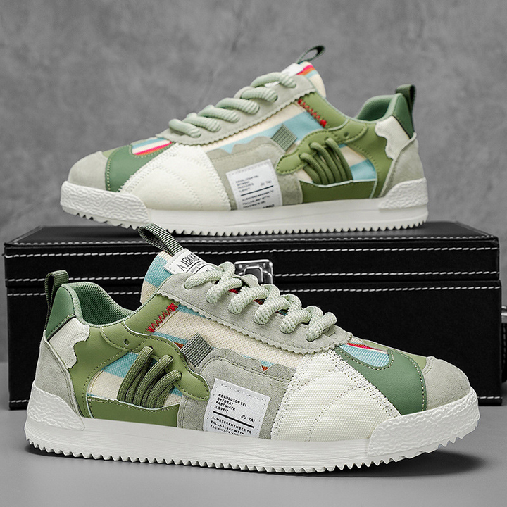 Men's Retro Sneakers – Colour-Block Suede Trainers