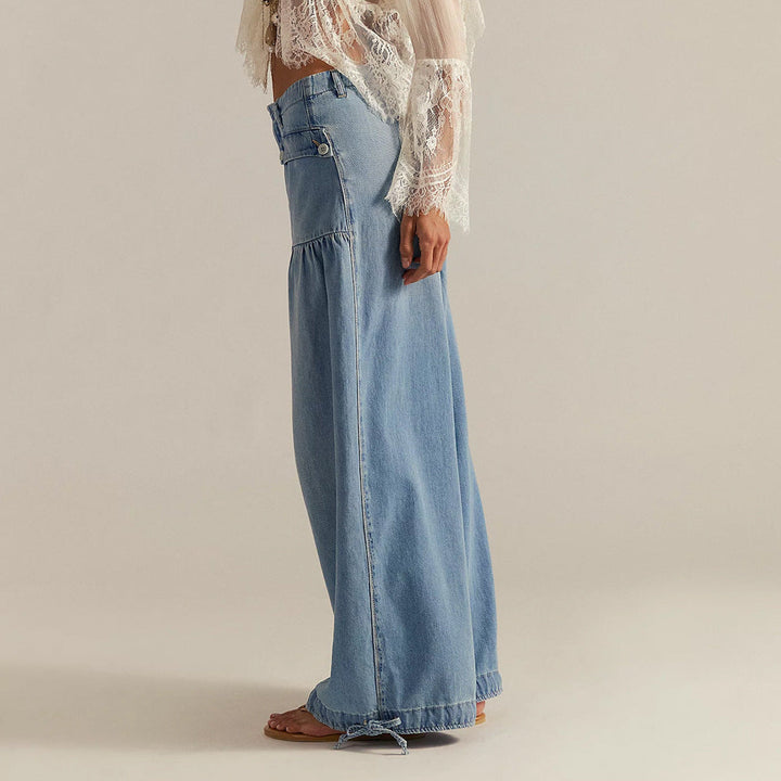 Women's Elegant Wide-Leg Flowy-Fit Jeans - Relaxed Comfort