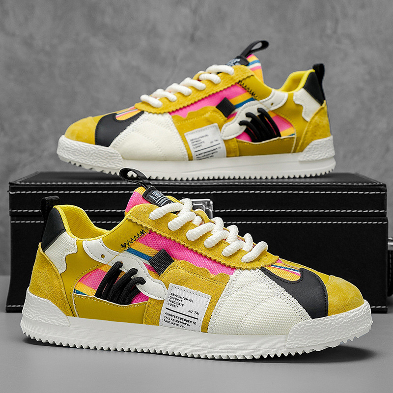 Men's Retro Sneakers – Colour-Block Suede Trainers