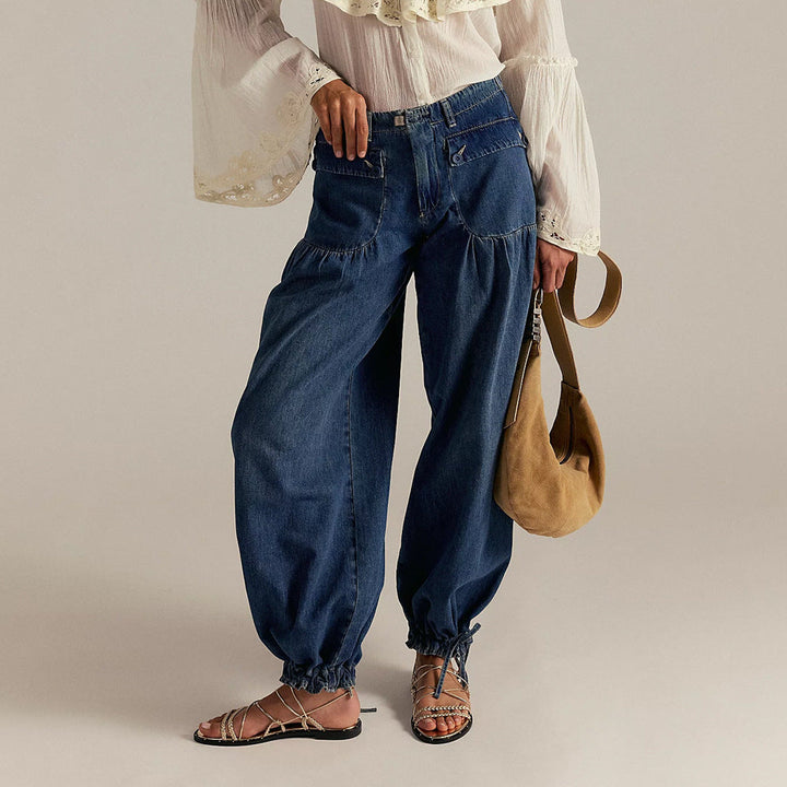 Women's Elegant Wide-Leg Flowy-Fit Jeans - Relaxed Comfort