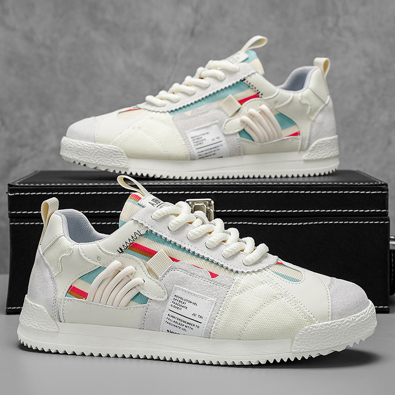 Men's Retro Sneakers – Colour-Block Suede Trainers