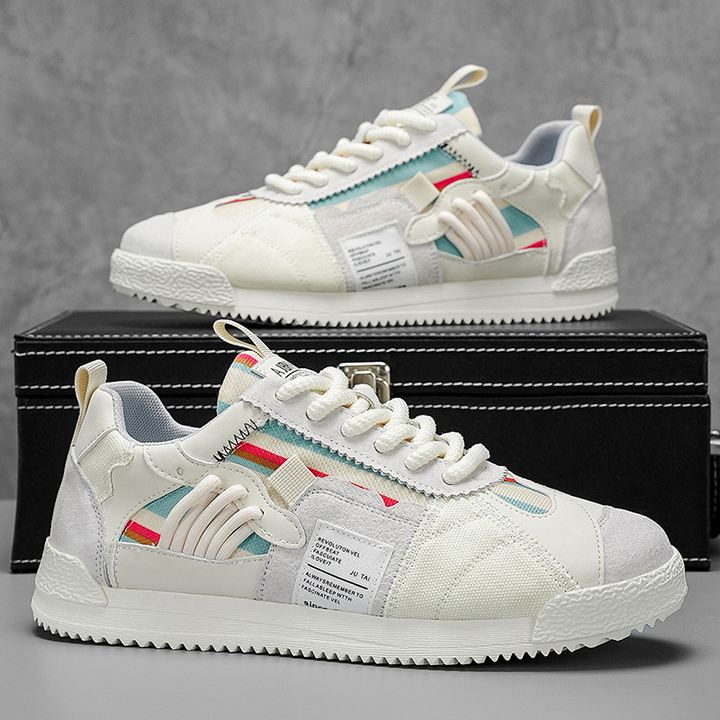 Men's Retro Sneakers – Colour-Block Suede Trainers