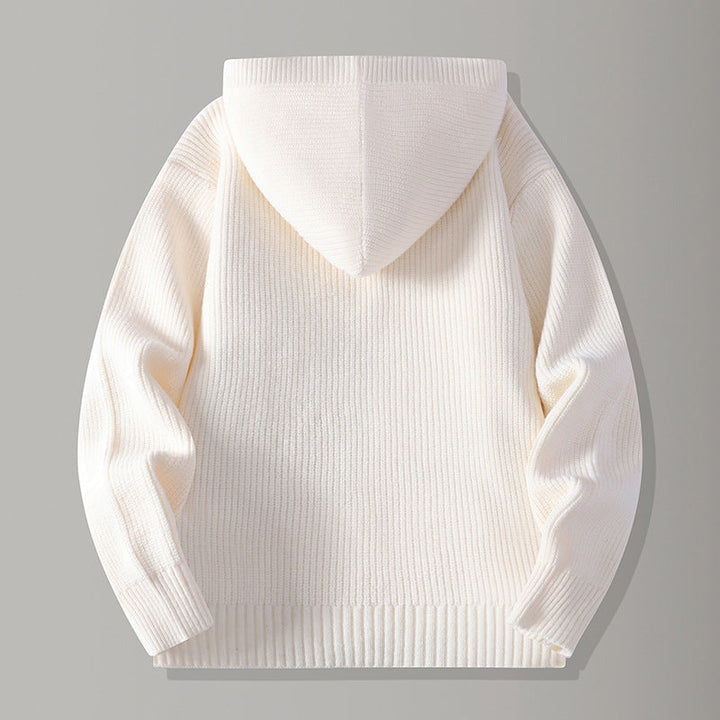 Men's Hooded Cardigan – Ribbed-Knit Button-Up Jumper