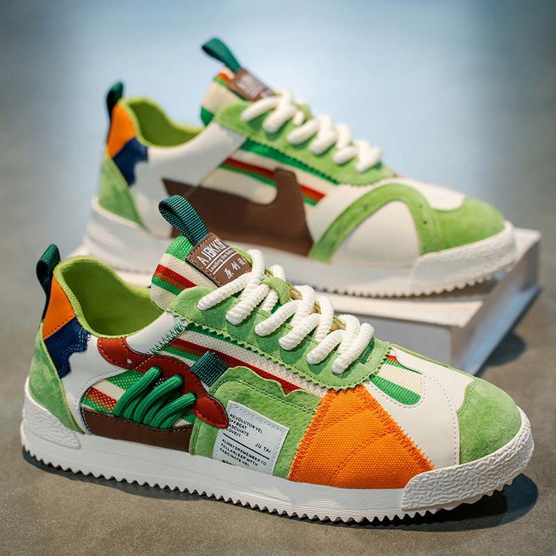 Men's Retro Sneakers – Colour-Block Suede Trainers
