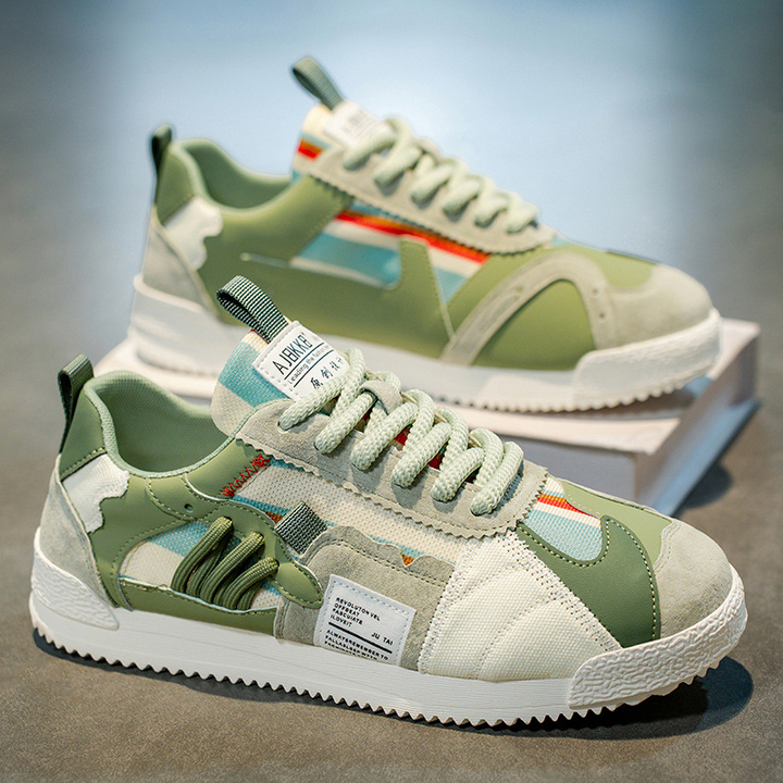 Men's Retro Sneakers – Colour-Block Suede Trainers