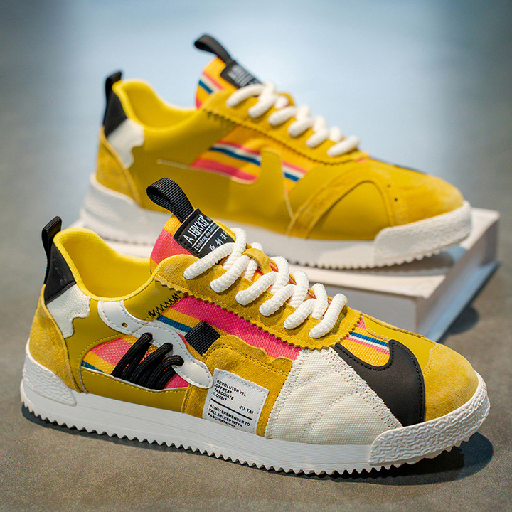 Men's Retro Sneakers – Colour-Block Suede Trainers
