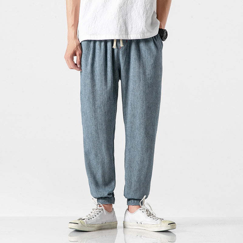 Men's Linen Blend Joggers – Lightweight Tapered Summer Trousers