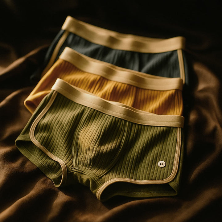 Men's Organic Cotton Boxer Briefs Set – Ribbed Comfort Fit