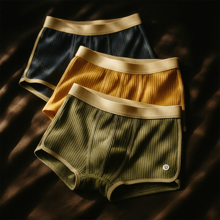 Men's Organic Cotton Boxer Briefs Set – Ribbed Comfort Fit