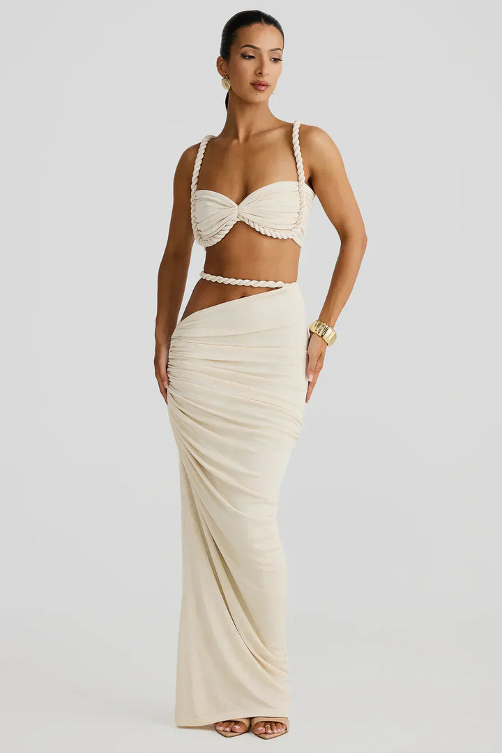 Women's Twisted Bandeau Two-Piece Set - Elegant Evening Look