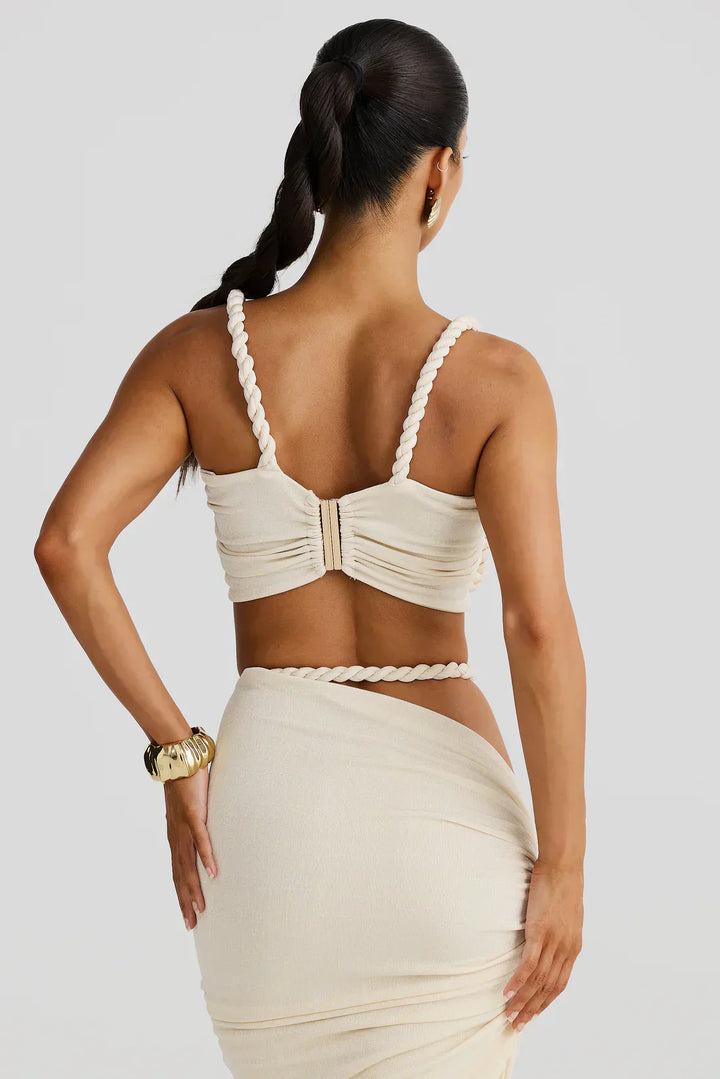 Women's Twisted Bandeau Two-Piece Set - Elegant Evening Look