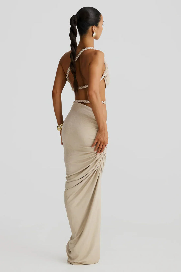 Women's Twisted Bandeau Two-Piece Set - Elegant Evening Look