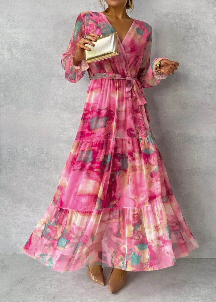 Women's Floral Print Wrap Dress - Elegant Spring-to-Summer Style
