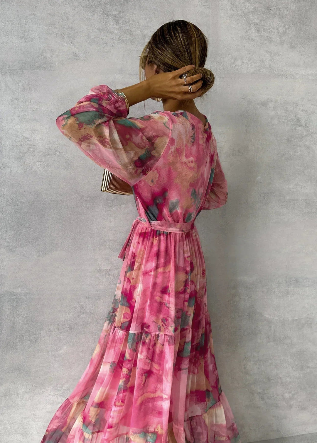 Women's Floral Print Wrap Dress - Elegant Spring-to-Summer Style