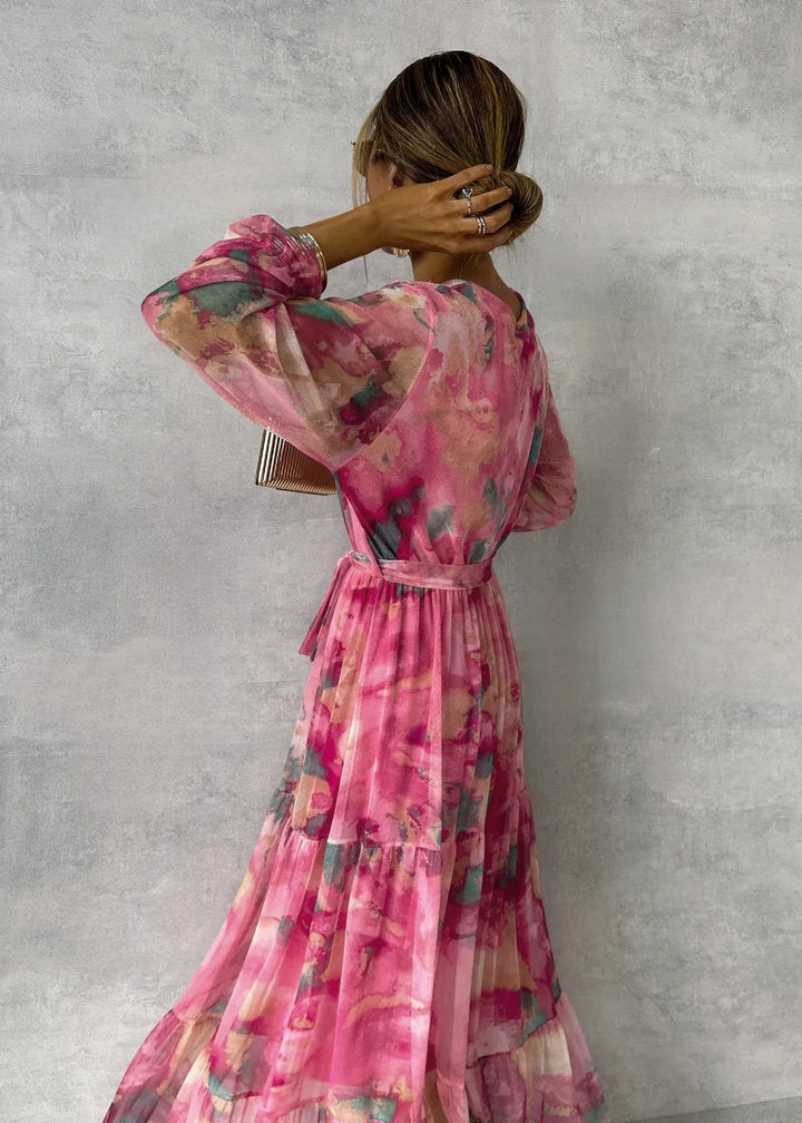 Women's Floral Print Wrap Dress - Elegant Spring-to-Summer Style