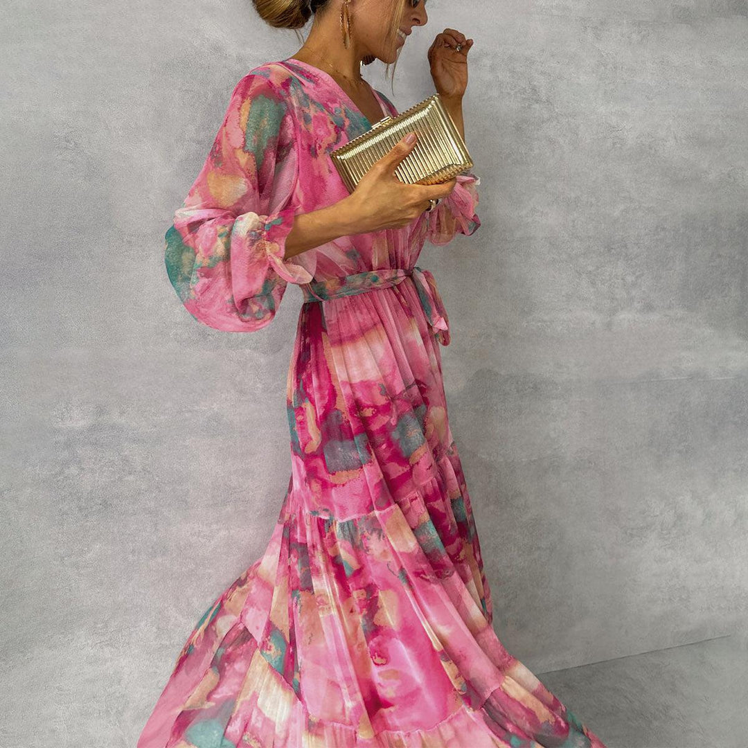Women's Floral Print Wrap Dress - Elegant Spring-to-Summer Style